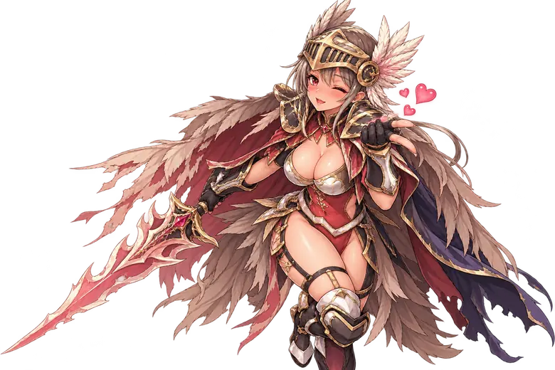 Brunhilde the Valkyrie job master, holding a crimson blade