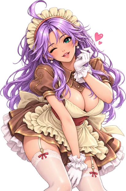 Kafra Elise in a brown maid outfit, winking